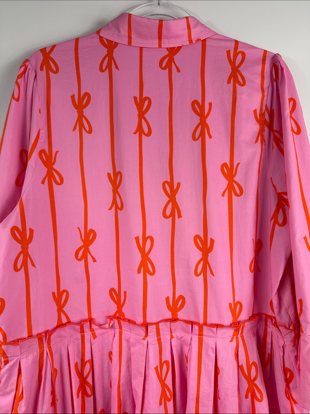 Ivy City Co Bowie Dress XL Pink Orange Bow Print Ruffle Sleeve Tiered Mini - Picture 9 of 9